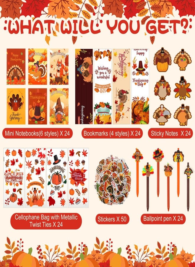 Saypacck 194 Pcs Thanksgiving School Stationery Set Friendsgiving Fall Pumpkin Party Favors Goodie Bag Stuffers Thanksgiving Day Classroom Gift Prizes for Students Harvest Sticky Notes Notebook Pens - Image 3